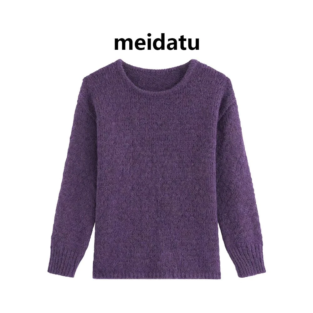 美哒兔（风信紫）气质软糯宽松套头毛衣CM641-6H