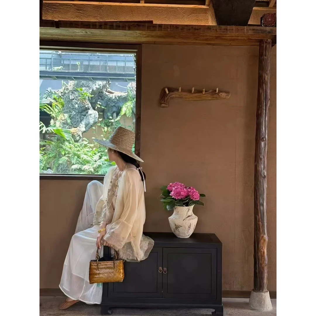 “暮云纱”2025夏新中式国风重工刺绣仙气宽松防晒衫上衣衬衫