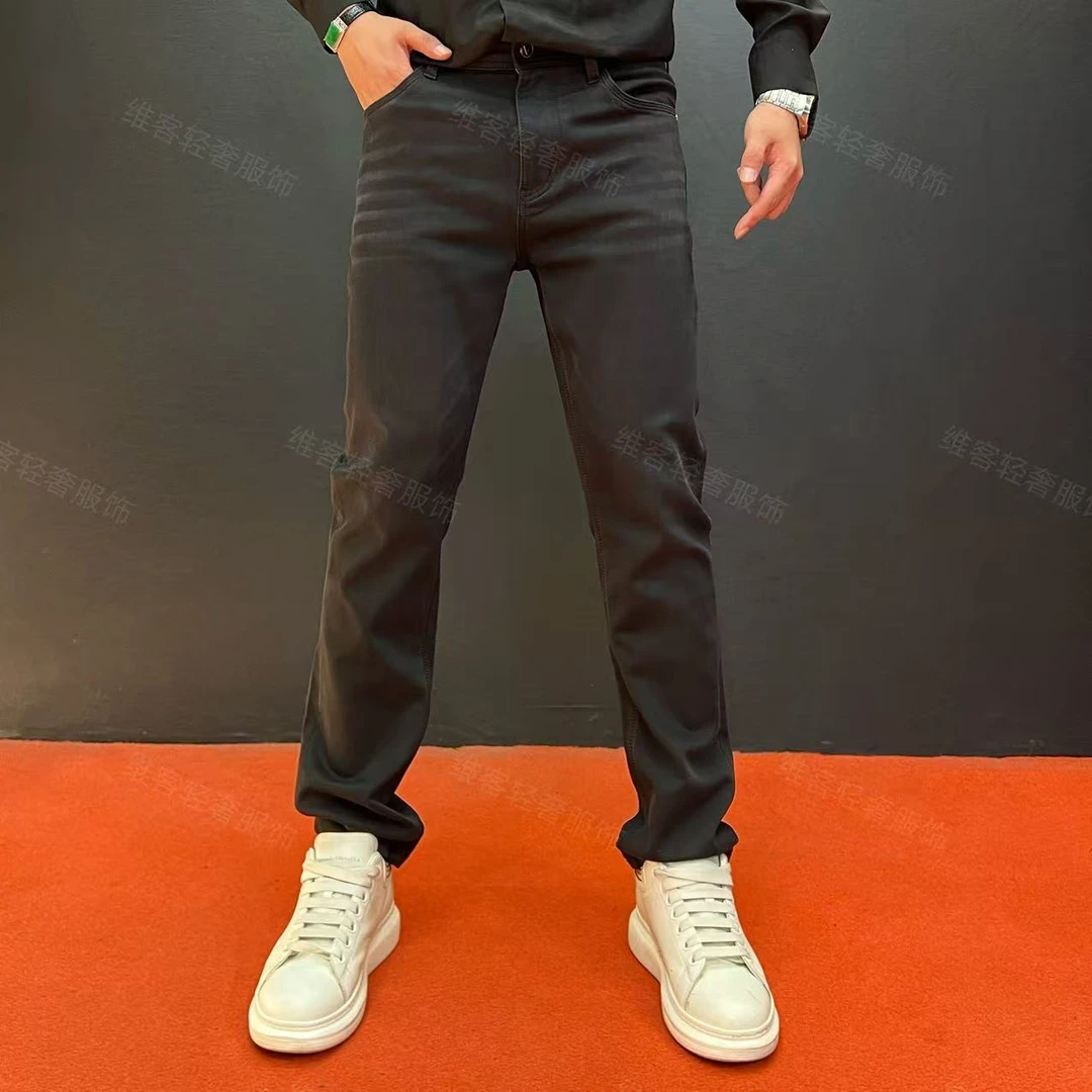 《WEIKE》136秋冬黑色/藏青色/黑灰色 长裤/九分裤修身直筒男牛仔裤