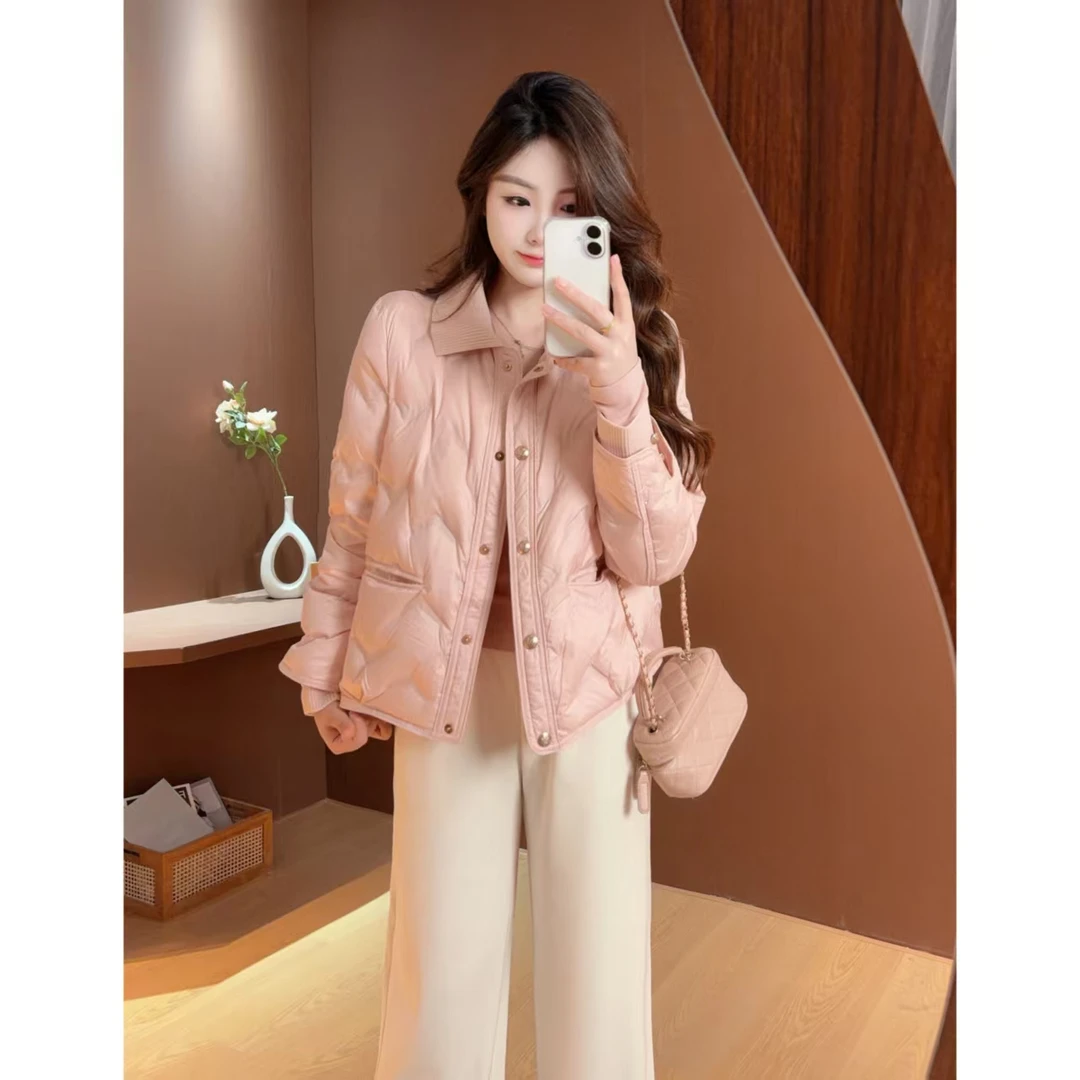 MuMu韩系休闲甜美减龄翻领短款羽绒服外套WP10501长袖内搭直筒裤