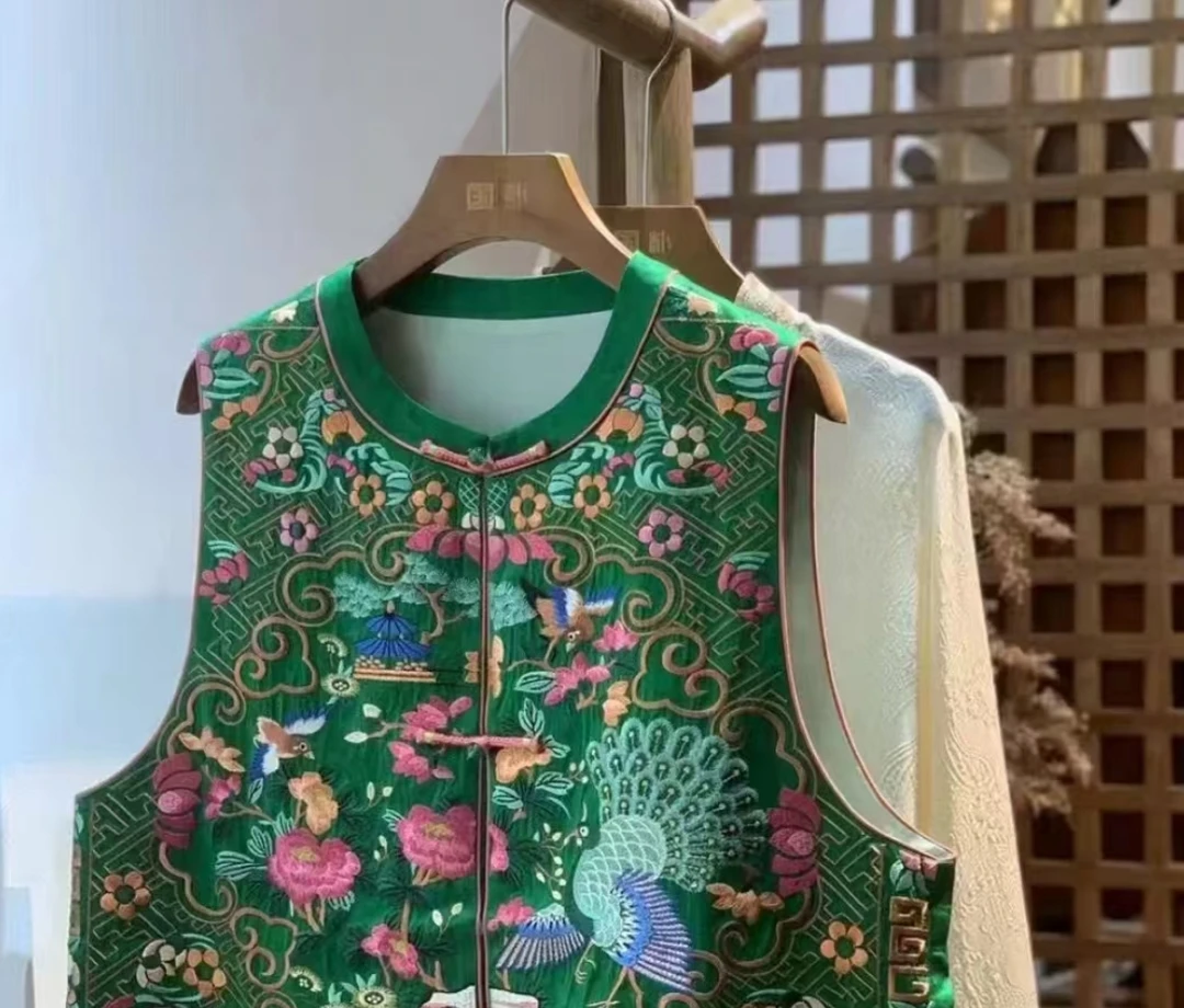 【繁华似锦】重工春季新中式中国风刺绣圆领马甲2025C0168—希希