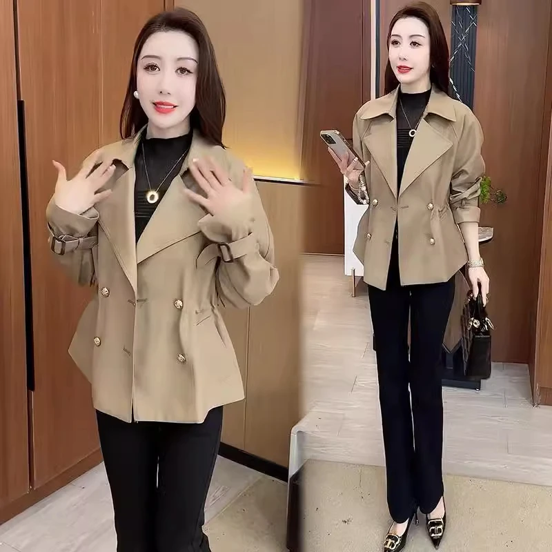 时尚短款收腰风衣外套女2025春季新款气质显瘦小个子休闲百搭上衣