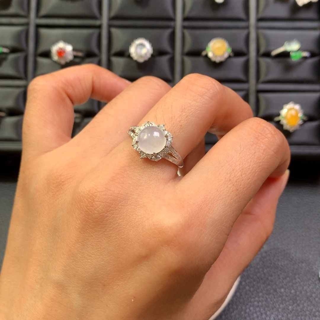 翡翠银S925镶嵌戒指