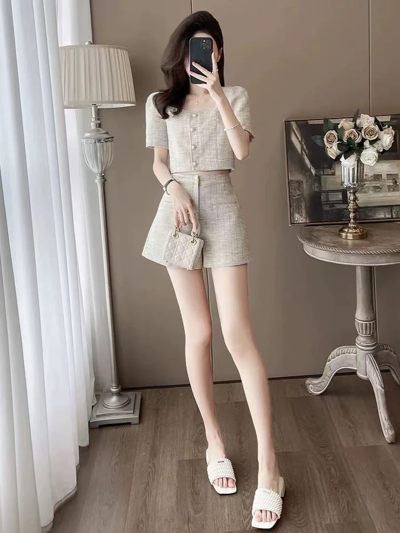 小香风西装短裤套装女夏装新款网红今年流行漂亮两件套小个子