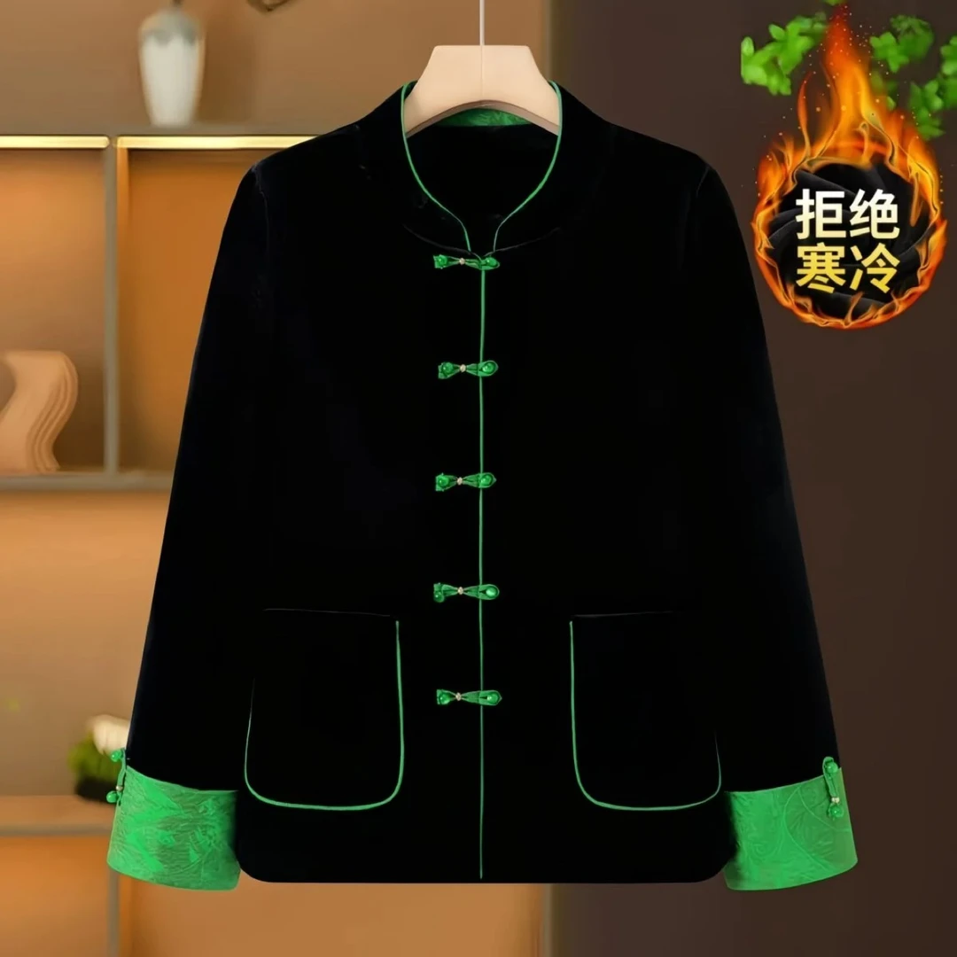 【晴美1】女装新款加厚丝绒棉服外套立领国风中式复古2025保暖棉袄