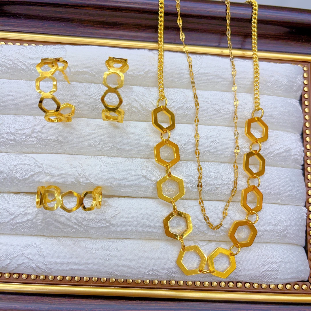 铜合金项链 1809三件套首饰耳环项链戒指