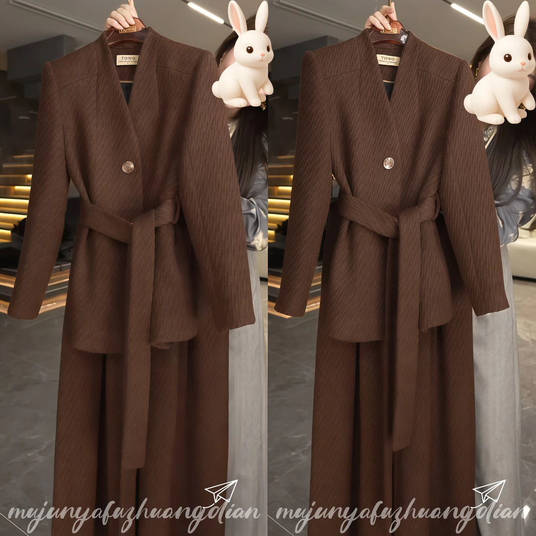 2025冬季网红新款编织粗花呢西服套装女重工老钱风显瘦外套阔腿裤