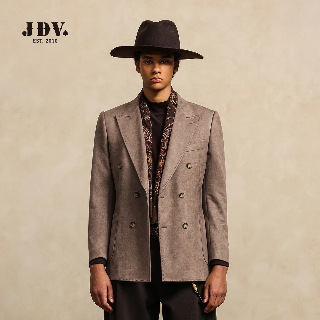 J.D.V2025秋季上新款双排扣戗驳领西服套装休闲舒适WMJ5150