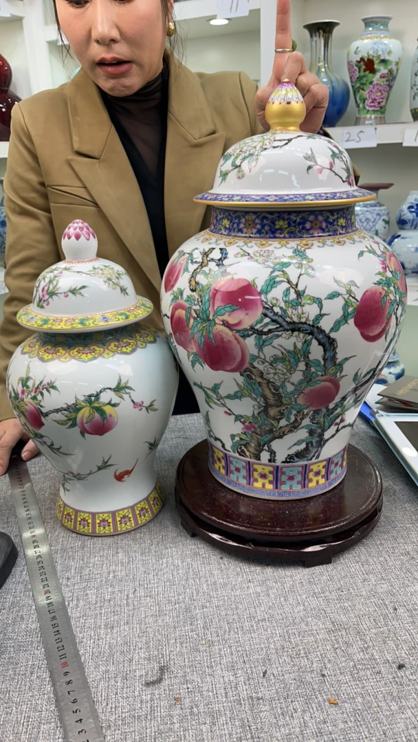 景德镇高温陶瓷摆件 将军罐 两只