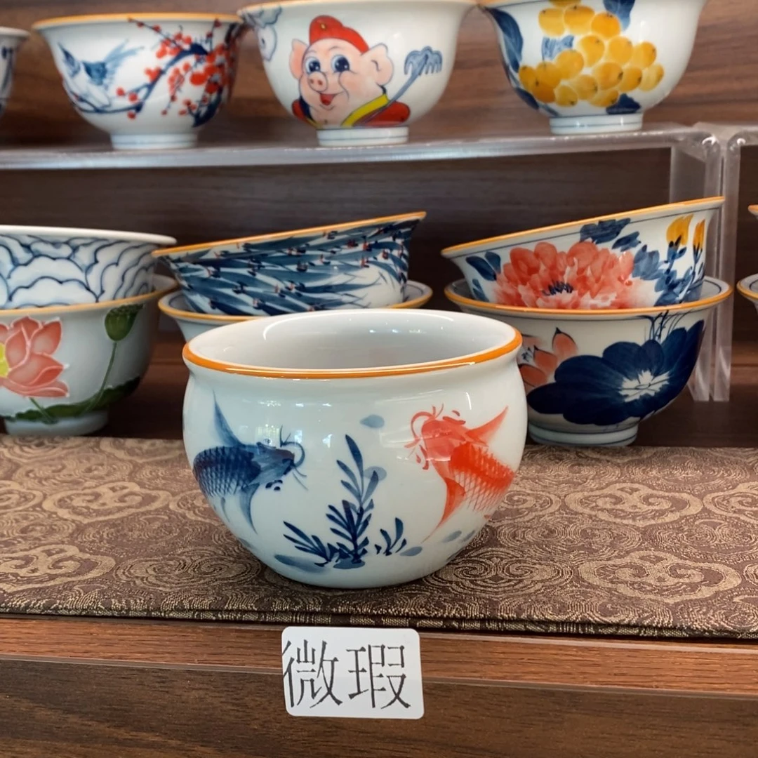 釉下手绘茶具微瑕