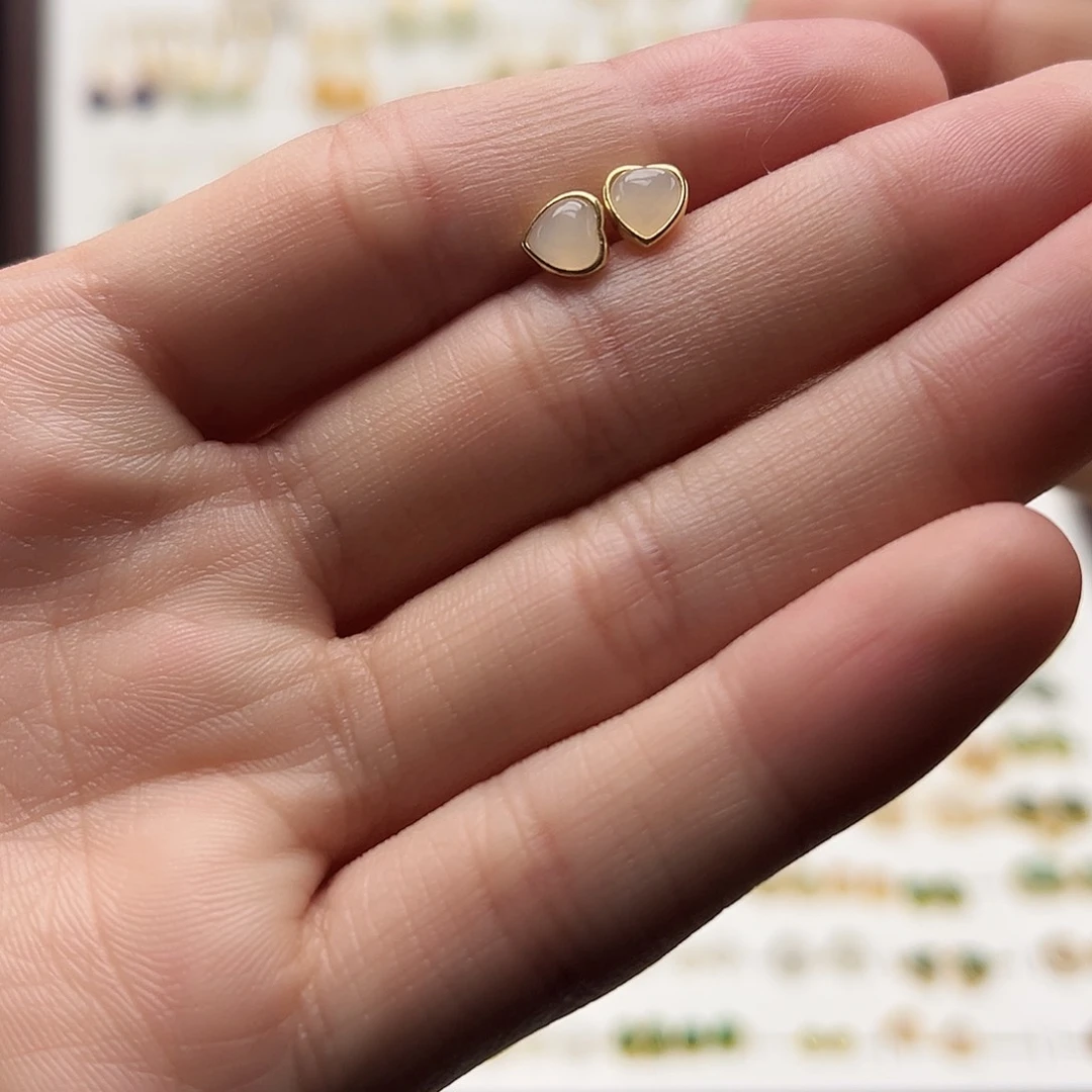 银S925镶嵌和田玉耳饰