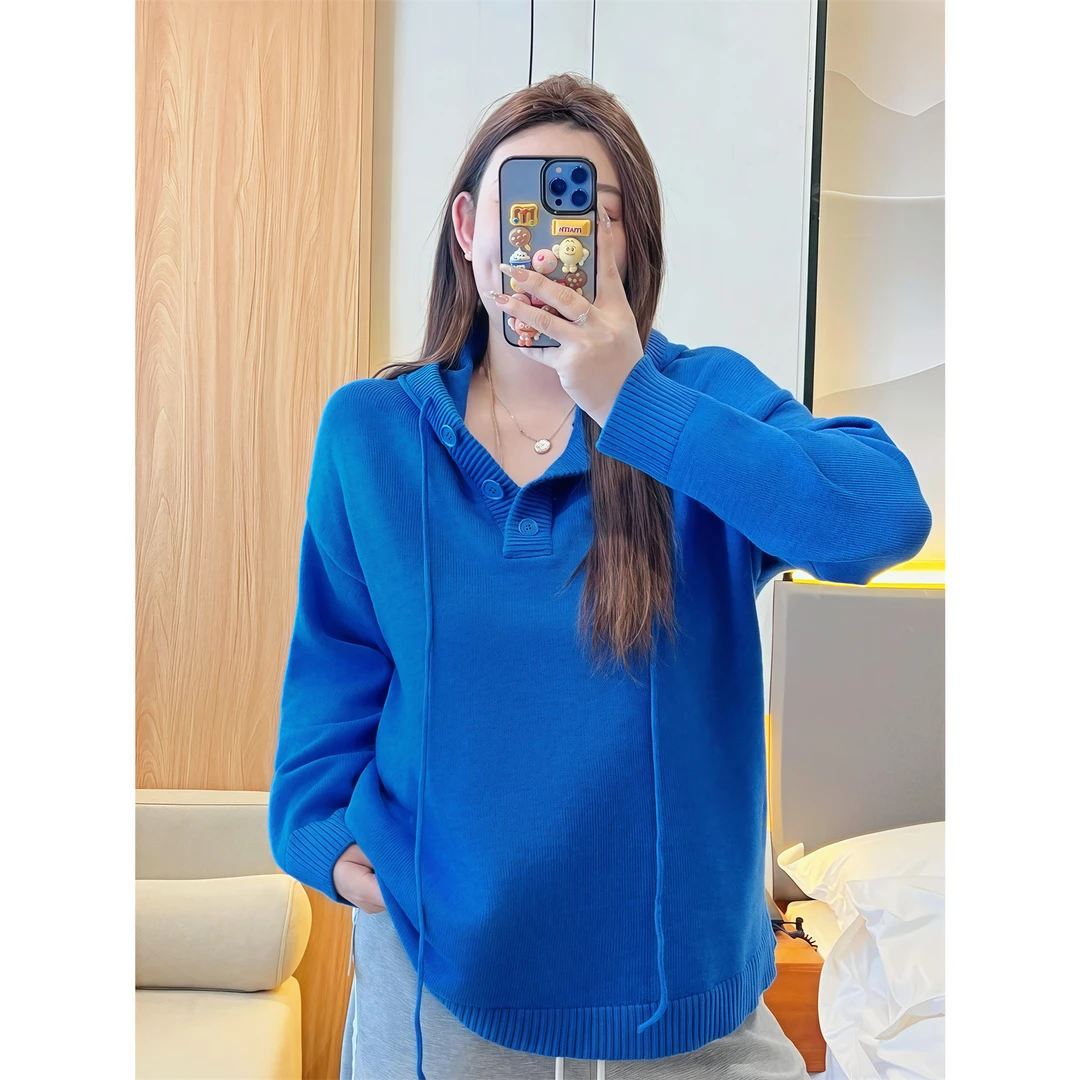 断码捡漏~巴黎破晓 / 休闲宽松连帽简约针织衫13617花契200斤胖mm