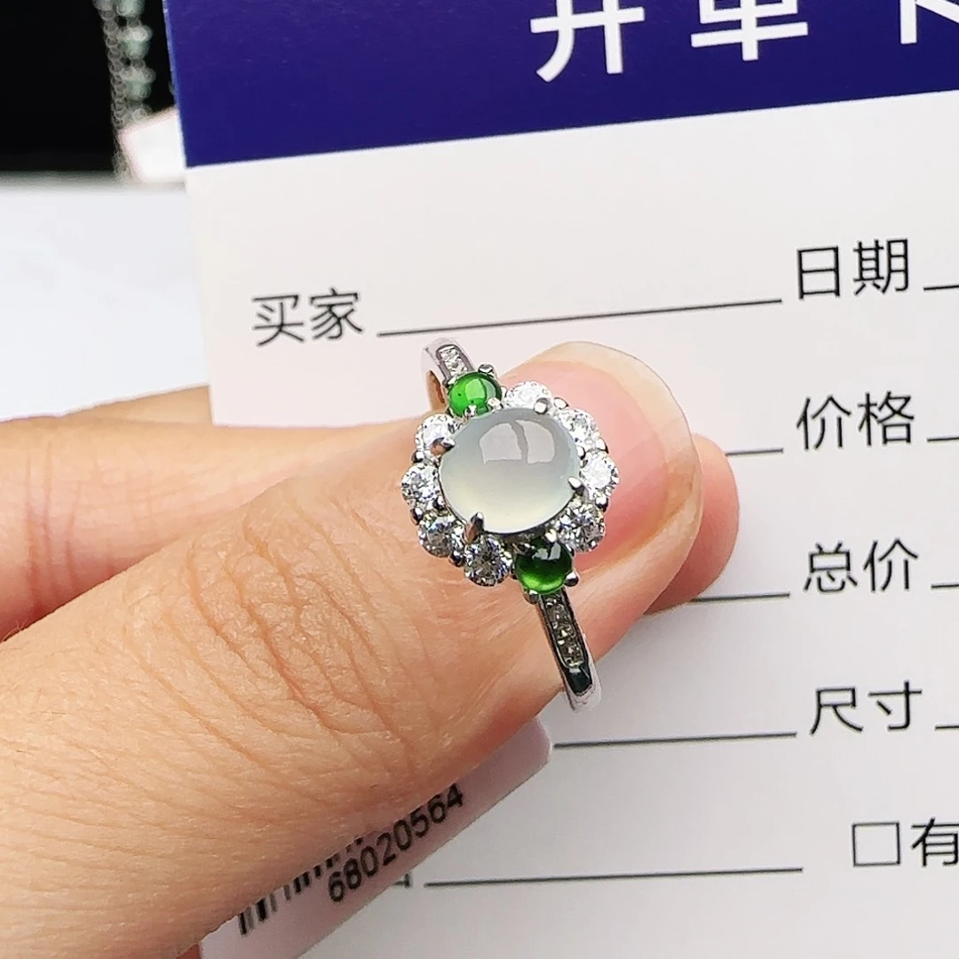 银S925镶嵌戒指翡翠戒指