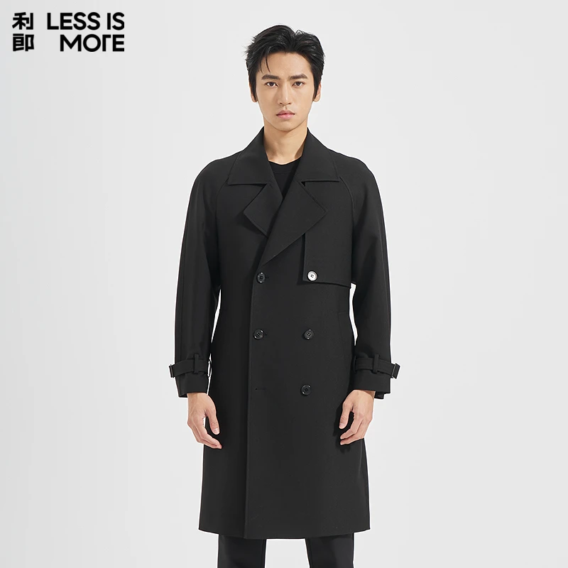 利郎[周翔宇联名]中长款秋韩系男款中长风衣宽松经典翻领大衣外套