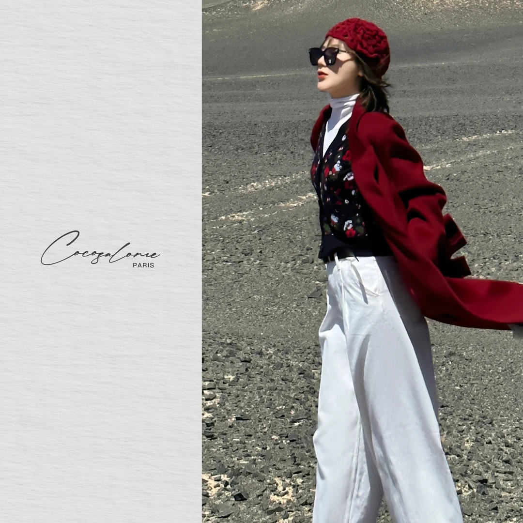 韩彬彬"赫本佳人"秋冬品质女装时髦高级感长款毛呢大衣外套818-5