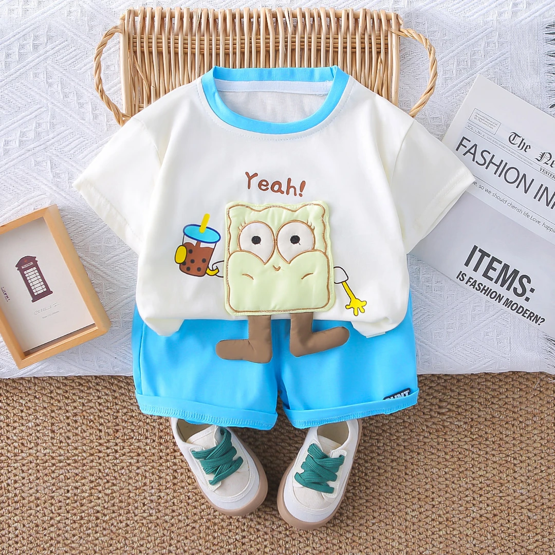 夏季婴儿童装1-2-3-4岁男童6-8个月宝宝薄款卡通短袖短裤洋气套装
