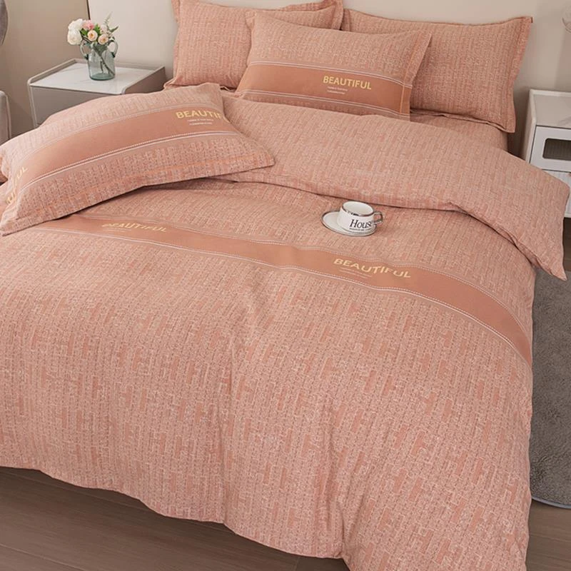 简约加厚纯棉磨毛四件套纯色被套单双人全棉1.8米床单200230被罩