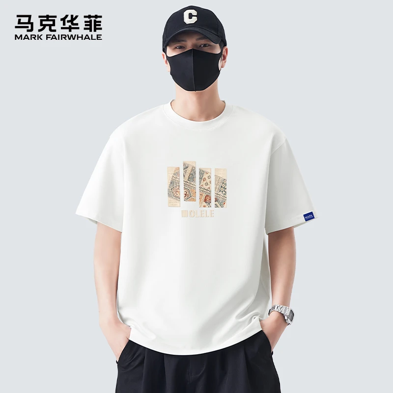 MARK FAIRWHALE/马克华菲设计款潮高级感短袖t冰感棉男生半袖体恤