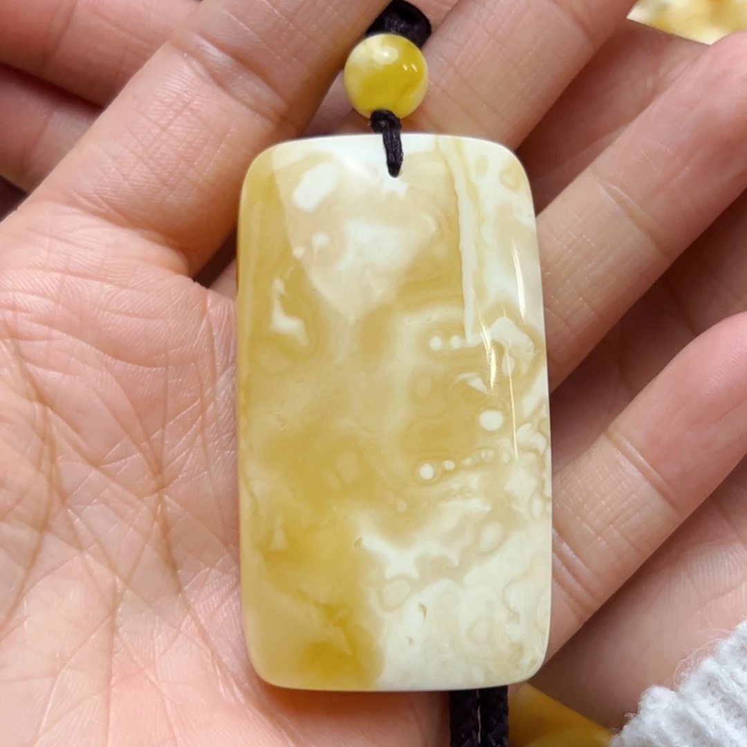 琥珀裸石未镶嵌35mm无事牌项链