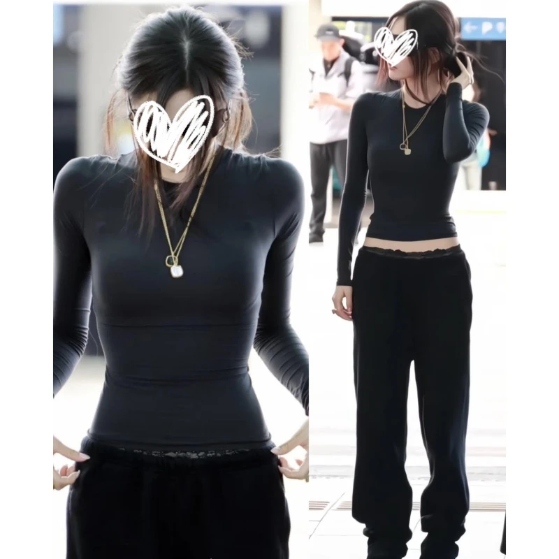 【宁艺卓同款】现货 有运费！2025秋季新款韩版长袖修身显瘦内搭T恤