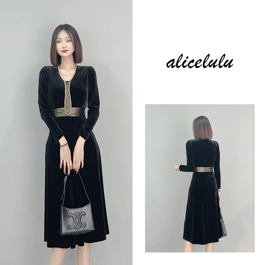 6 ALICE “鎏金年华”连衣裙 璀璨钻饰 礼服丝绒 S2140925Q