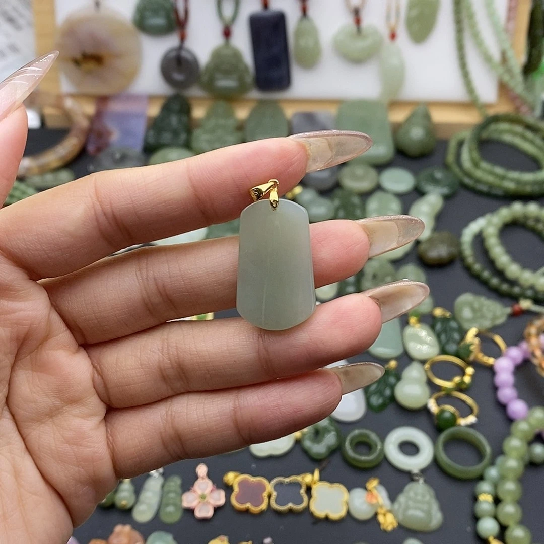 和田玉吊坠(不含链)银S925镶嵌