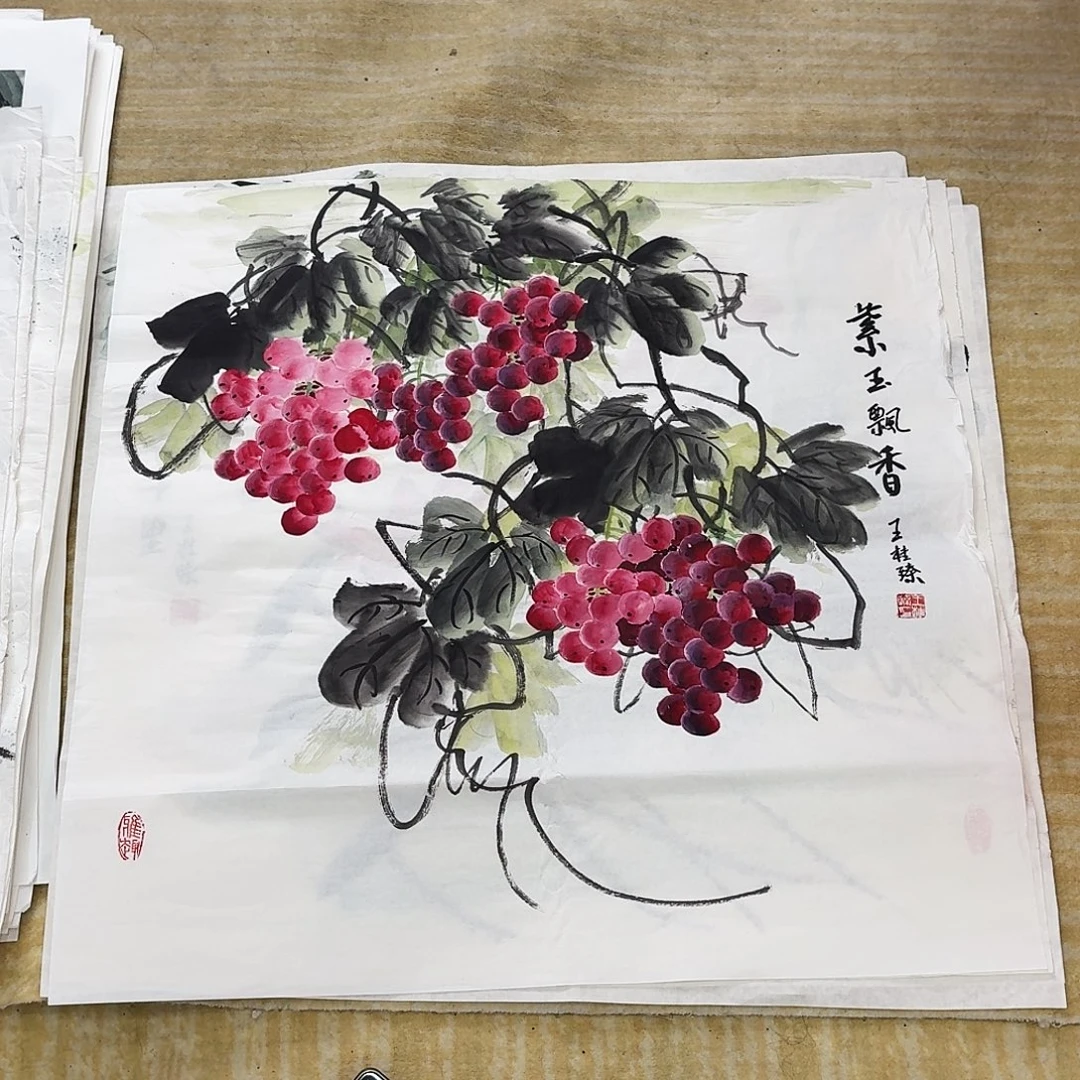 国画四尺斗方手绘作品原稿
