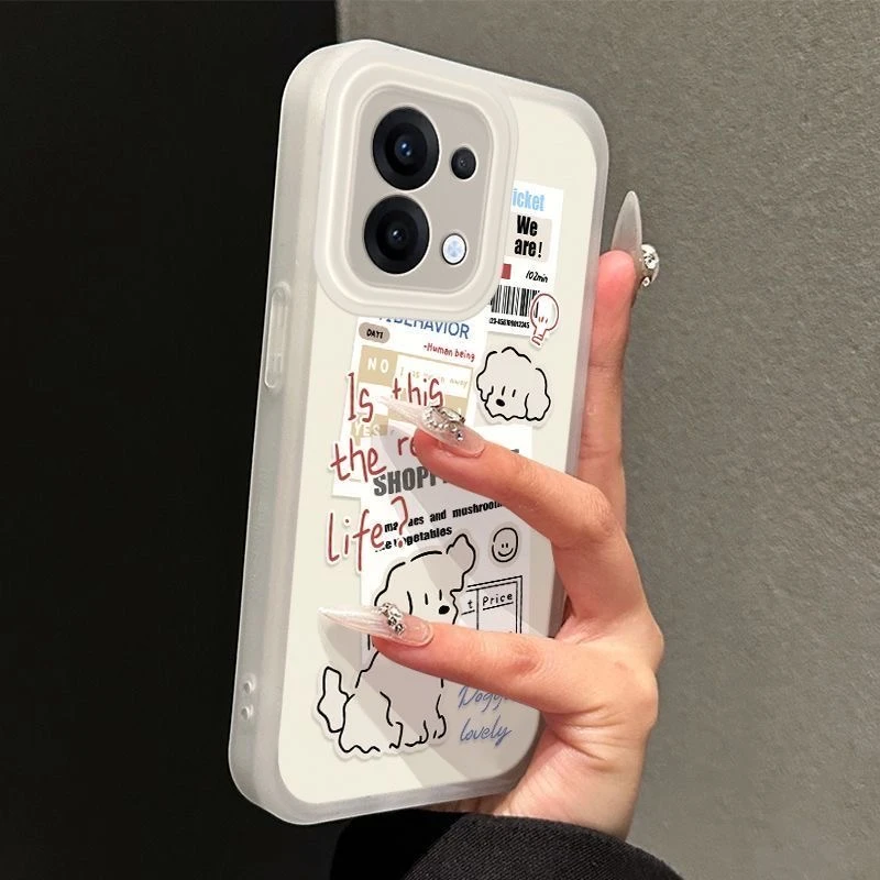 报纸小狗适用于OPPOReno手机壳A5XA3XA2MA1X女FindX8软K12小配件S