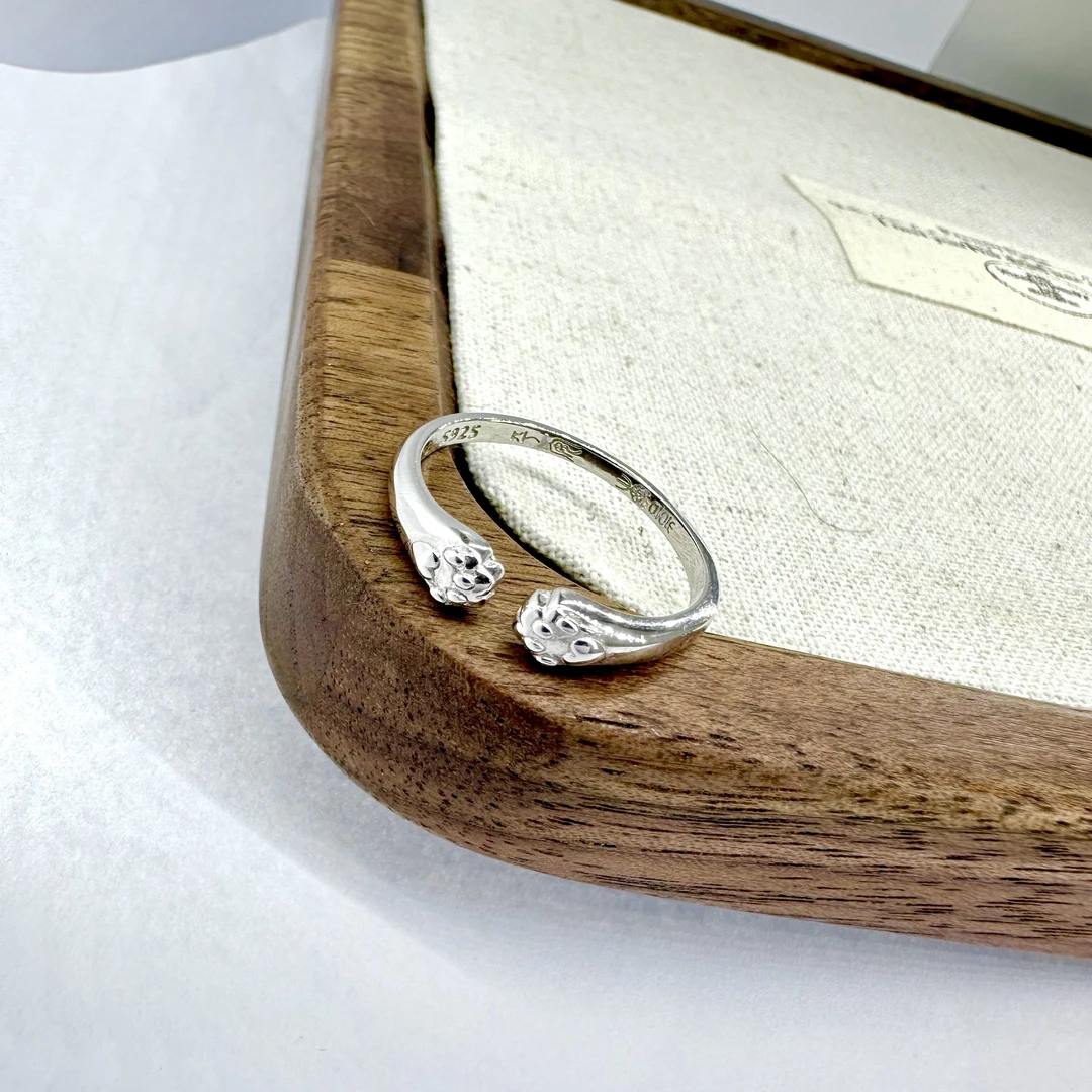 925银戒指 手工戒指萌萌猫爪S925银时尚个性银戒SY634