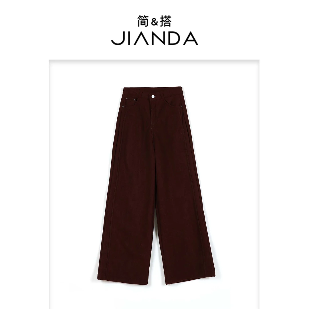 千屿Sheila秋冬女装通勤裤子加绒女士“雪绒花”千屿私服裤1214-218