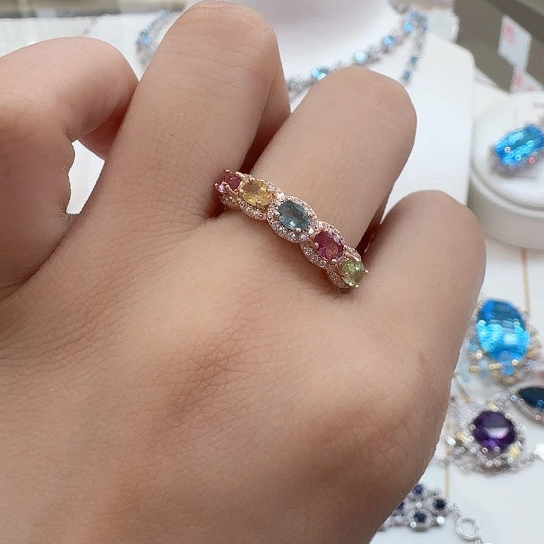 碧玺戒指银S925镶嵌 —648