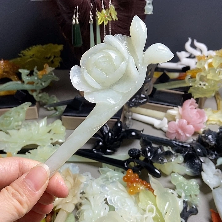 岫玉未镶嵌发簪发簪