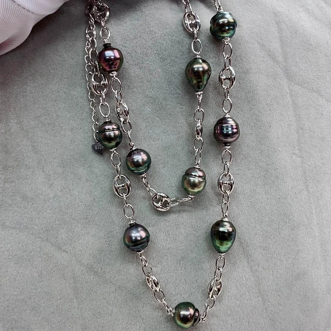 颈饰银S925镶嵌海水珍珠9-10