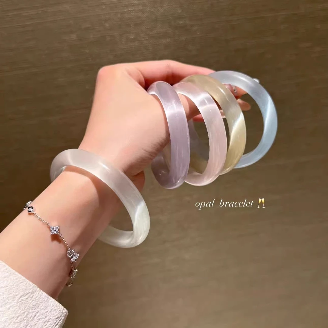 非金属仿水晶手镯 天然猫眼石白月光甜美高透高亮爆款高级冰种