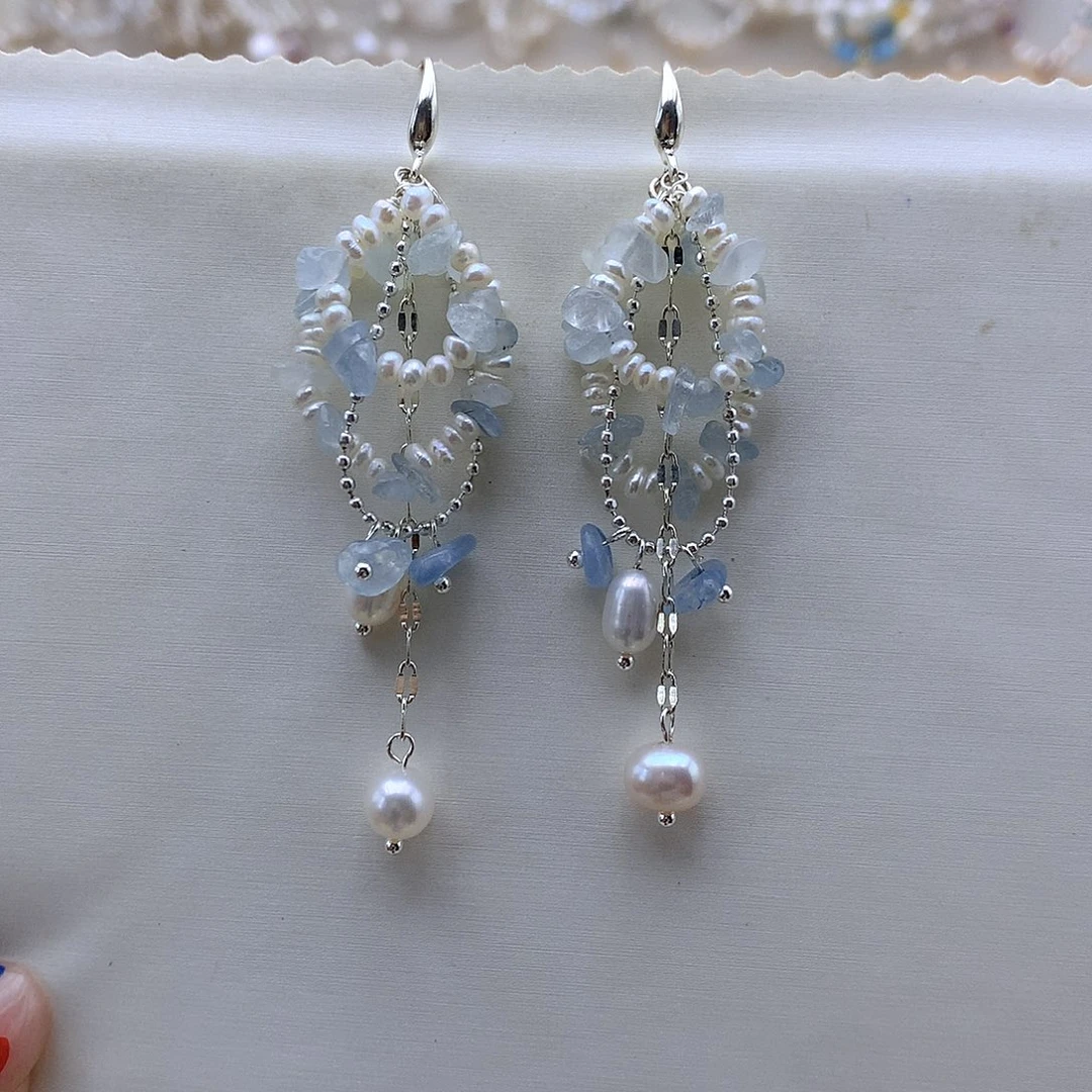 银S925镶嵌淡水珍珠耳饰