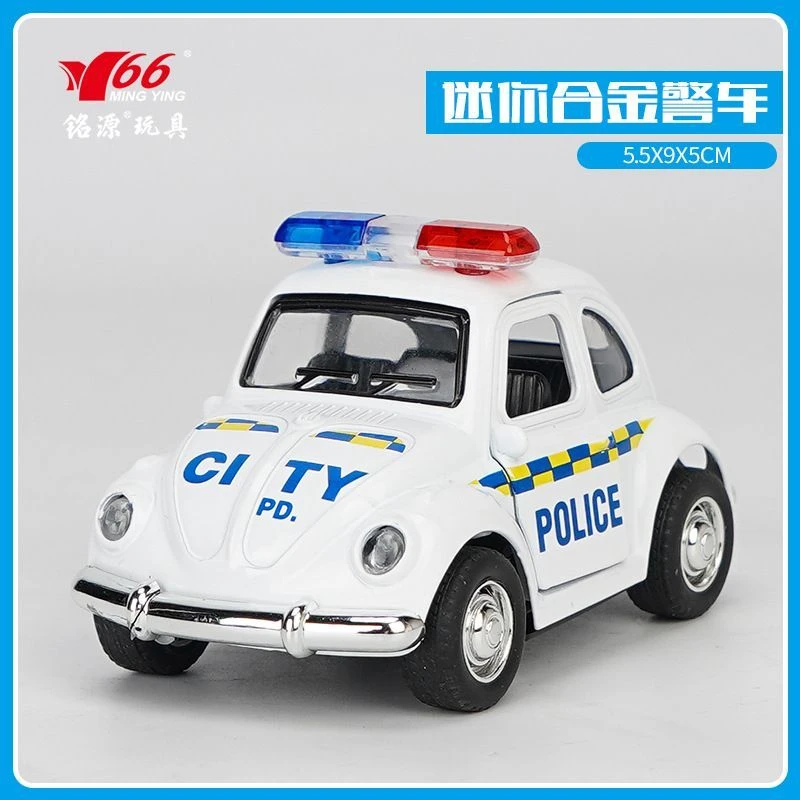 【粉丝福利】Q版合金声光回力复古警车玩具车模型