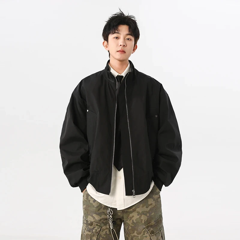 2025春季新款美式高街廊形飞行夹克外套男复古美拉德休闲情侣外套