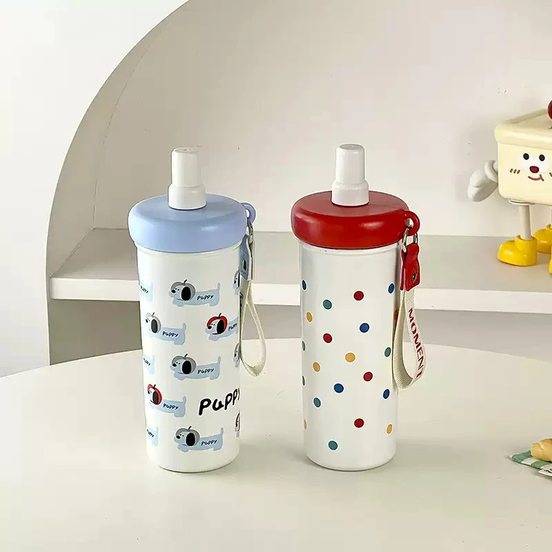 波点派对保温杯学生猫咪大容量吸管杯随手女生高颜值便携水杯礼品