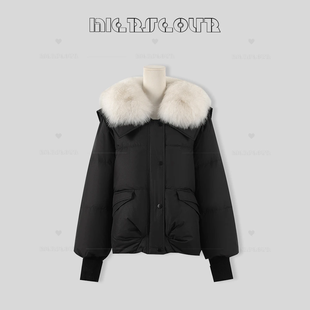 新款时尚狐狸毛领羽绒服077