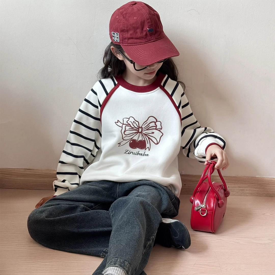 冬季休闲儿童卫衣2025新款女童韩版加绒保暖上衣女孩冬装洋气内搭