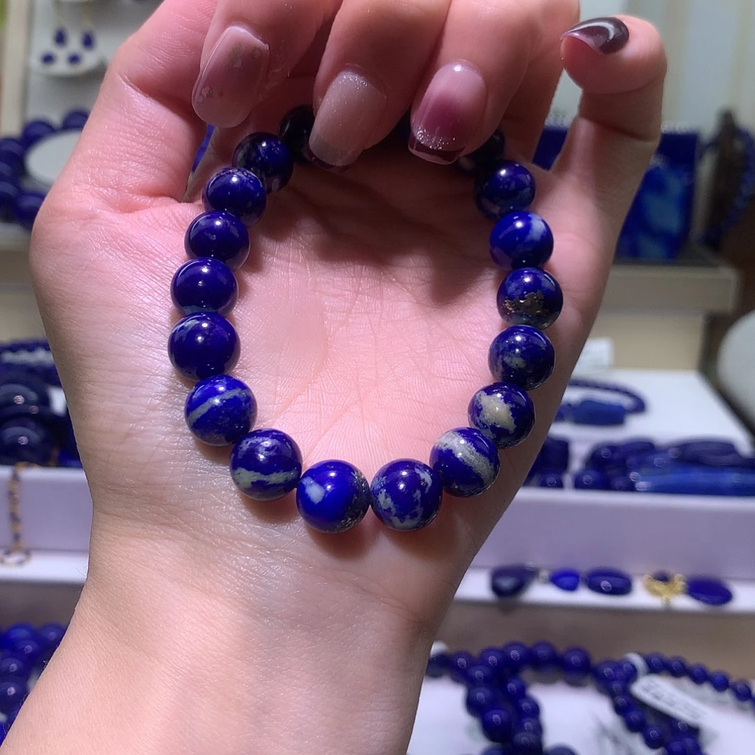 青金石未镶嵌天然原矿玉化料圆珠手串10 m +
