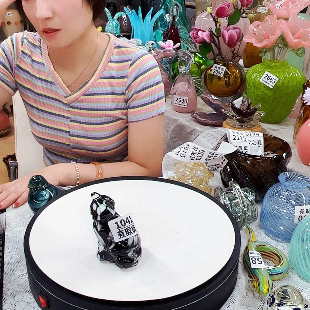 1041猫瑕 家悦琉璃花瓶摆件