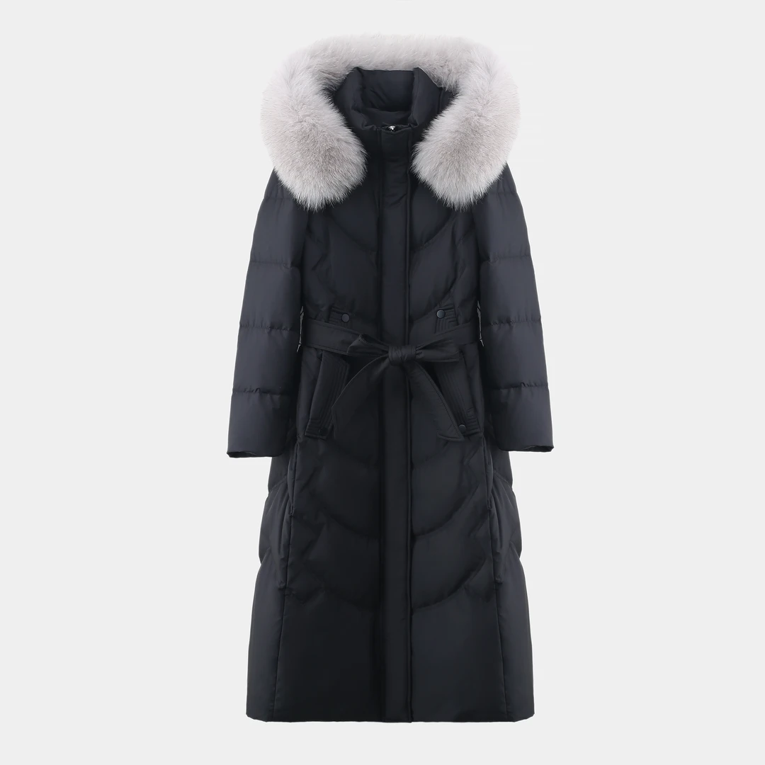 冬季长款狐狸毛领女士淑女鹅绒服4EY025