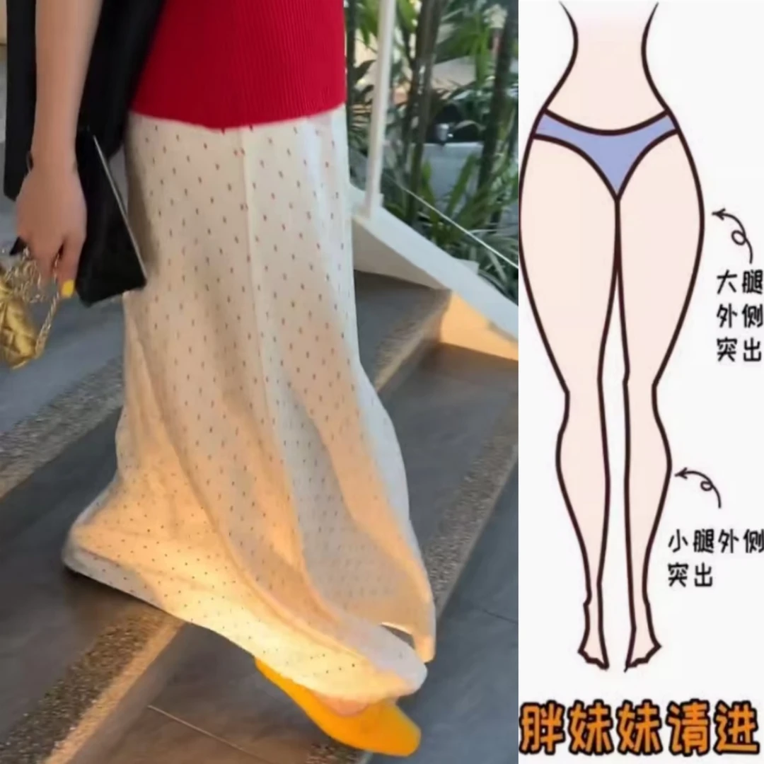 景倩妮韩系波点设计百搭休闲裙2025年春季新款梨形高腰显瘦半身裙