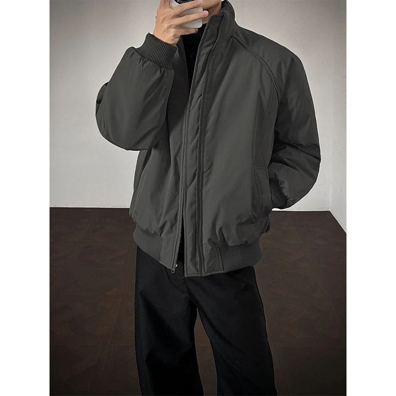 cleanfit灰色短款面包服外套男冬季加厚保暖棉衣美式廓形立领棉服