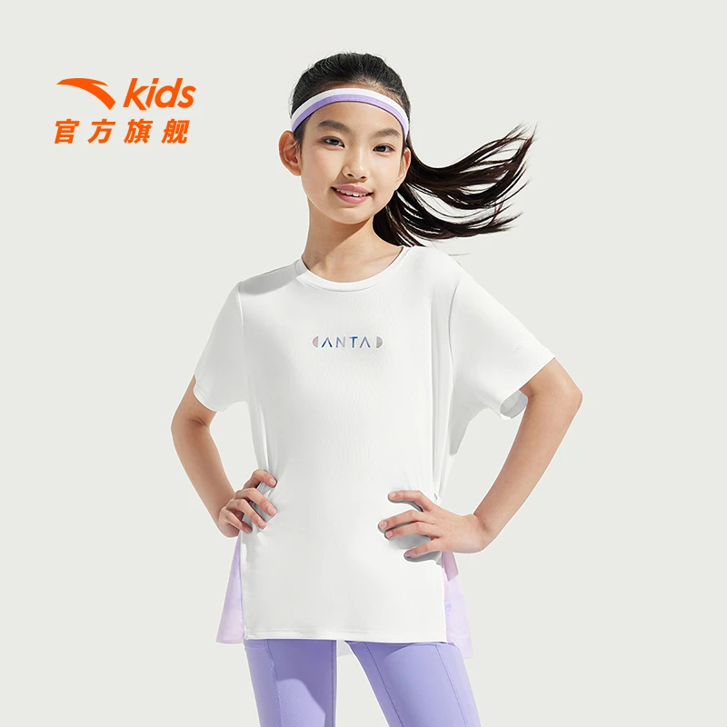 小冰T|安踏儿童冰科技短袖女童2025夏季透气速干亲肤耐脏运动T恤