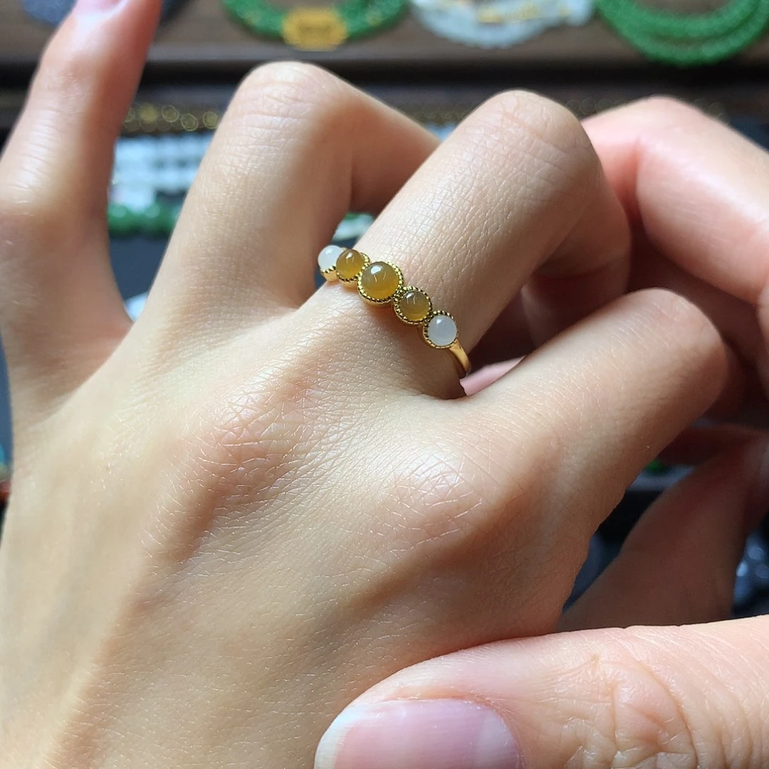 和田玉戒指银S925镶嵌