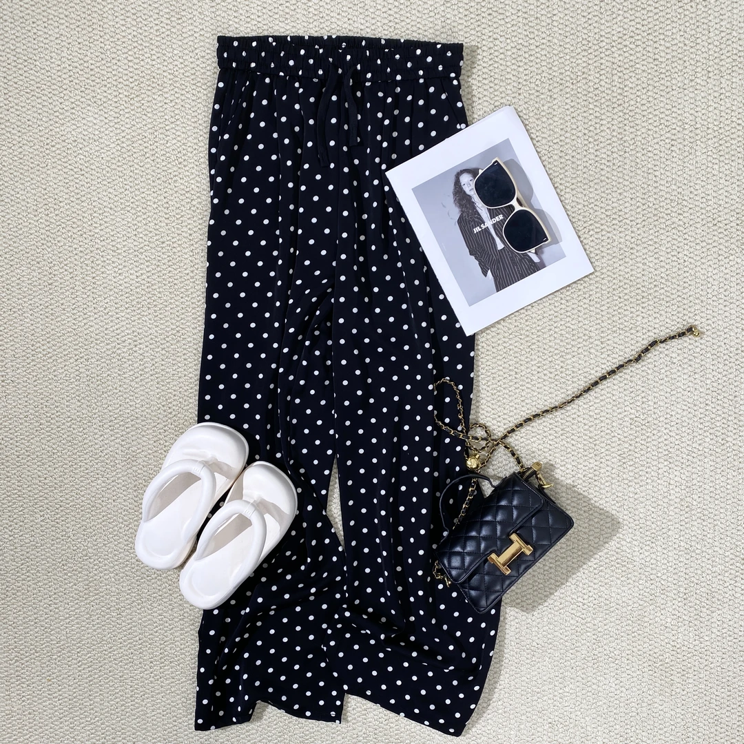 小韩日记【波点街头】休闲裤显瘦气质时尚百搭夏季圆点波点舒适0853