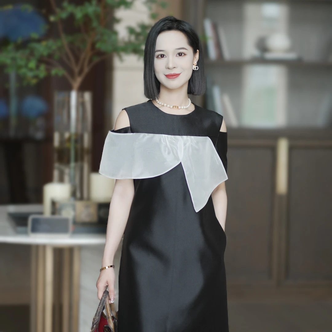 罗美拉 夏季高级感法式气质优雅精致设计感荷叶边丝毛连衣裙#953