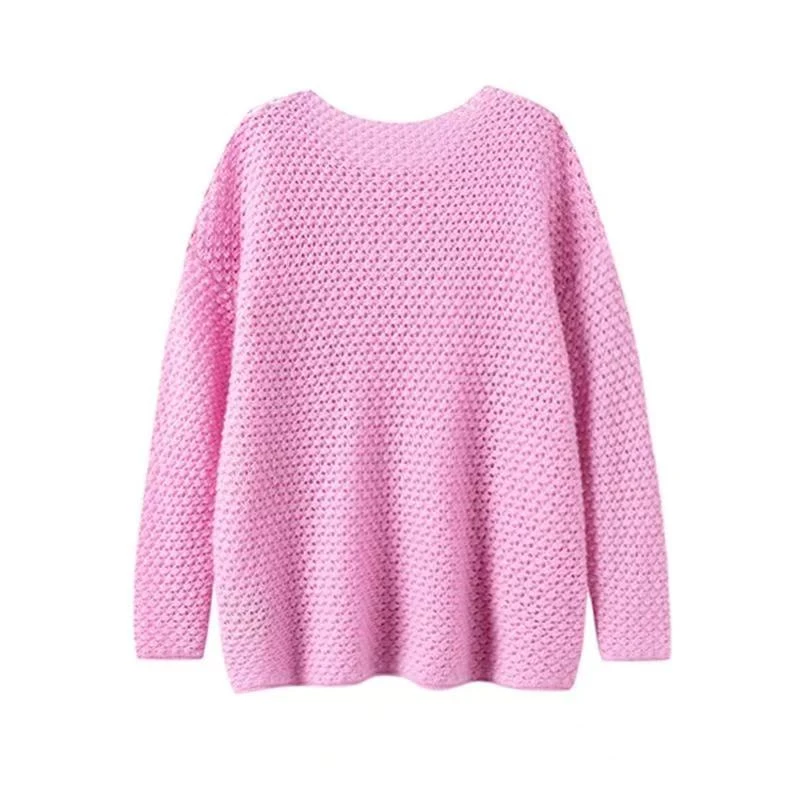 100羊绒✦圆领纯色镂空套头衫